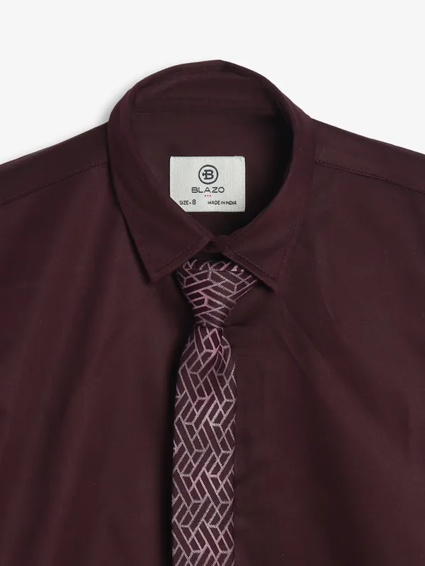 Blazo plain wine cotton shirt