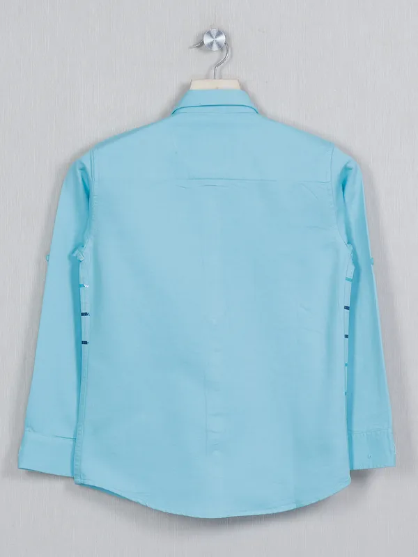 Blazo printed aqua casual wear shirt in cotton