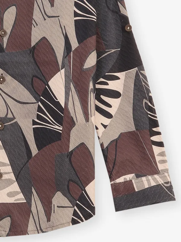 BLAZO printed brown cotton shirt