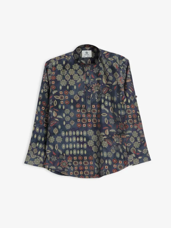 Blazo printed cotton navy shirt