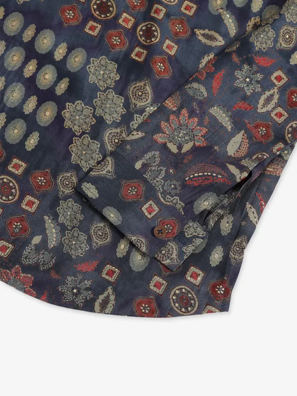 Blazo printed cotton navy shirt