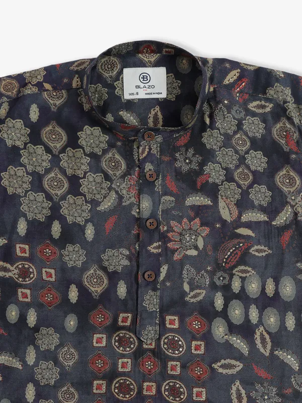 Blazo printed cotton navy shirt