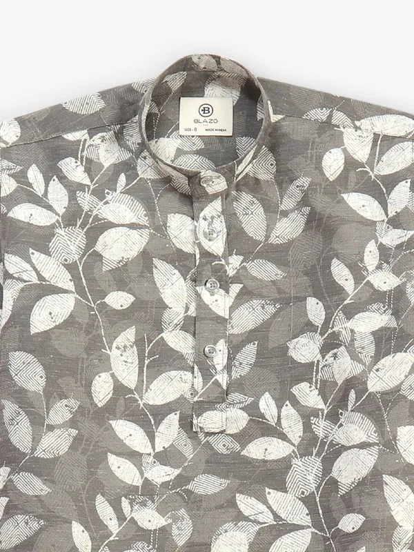 BLAZO printed grey kurta style shirt