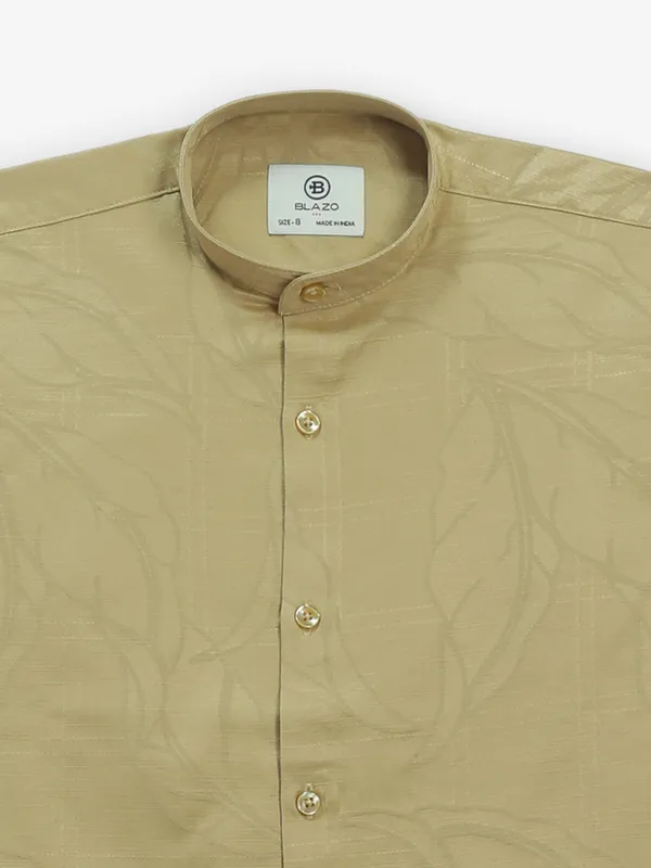 BLAZO printed khaki cotton shirt