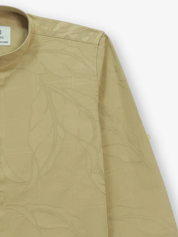 BLAZO printed khaki cotton shirt
