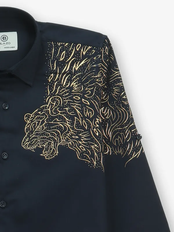 BLAZO printed navy cotton shirt for boys