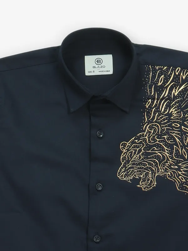 BLAZO printed navy cotton shirt for boys