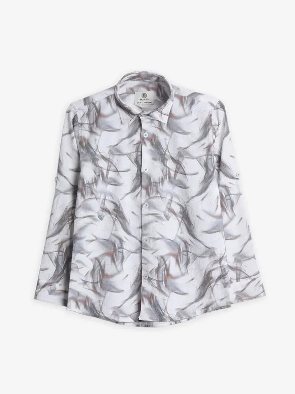 Blazo printed off white cotton shirt