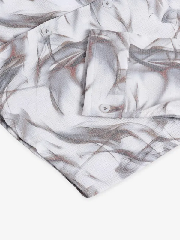 Blazo printed off white cotton shirt