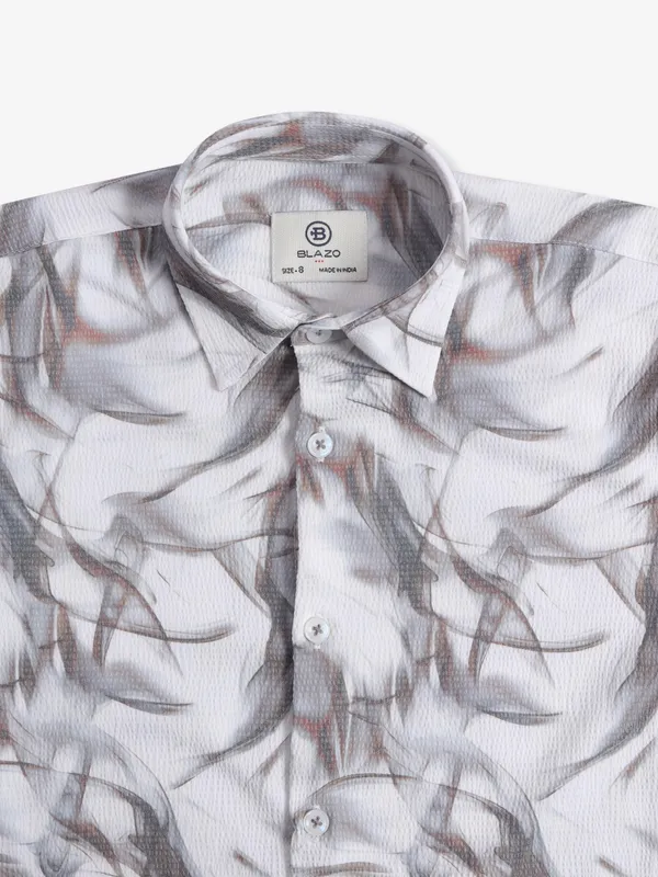 Blazo printed off white cotton shirt