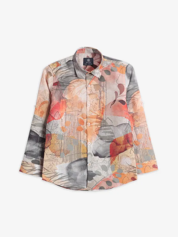 Blazo printed orange cotton shirt