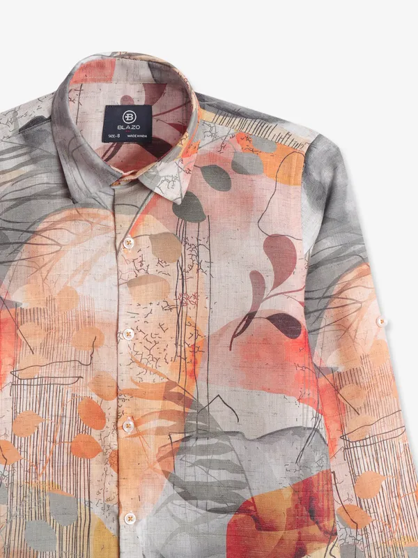 Blazo printed orange cotton shirt