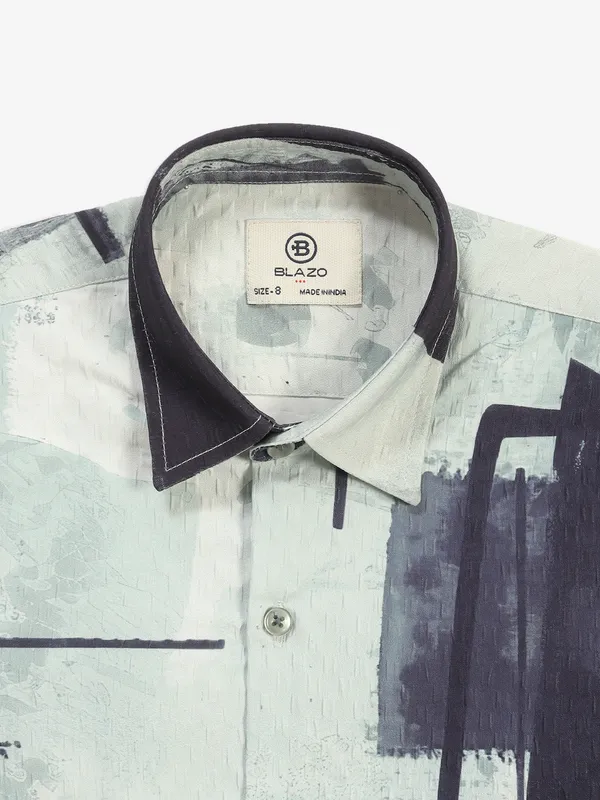BLAZO printed pista green shirt