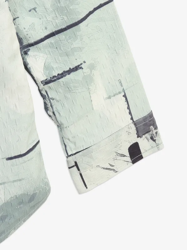 BLAZO printed pista green shirt