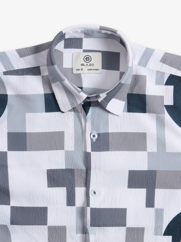 Blazo printed white cotton shirt