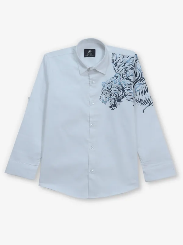 BLAZO printed white cotton shirt for boys