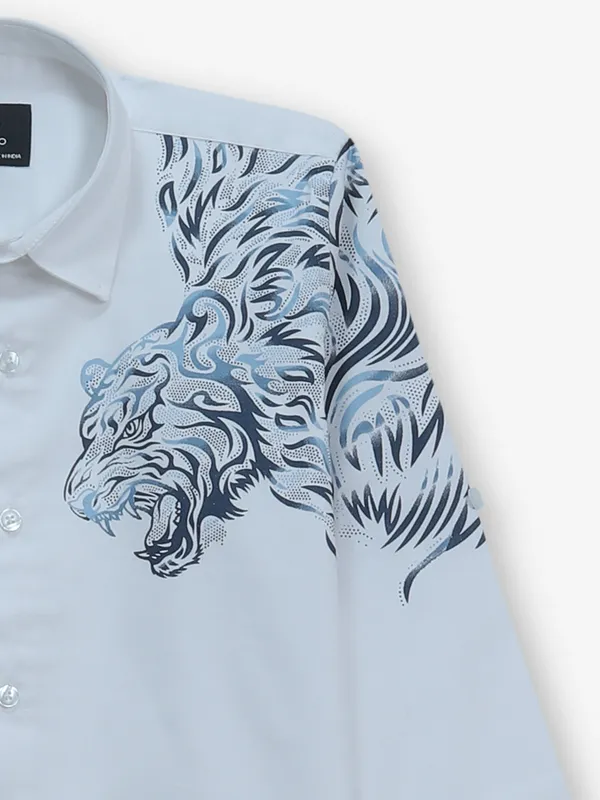 BLAZO printed white cotton shirt for boys