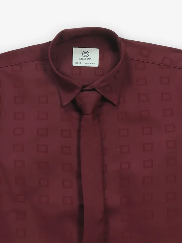 BLAZO printed wine cotton shirt for boys