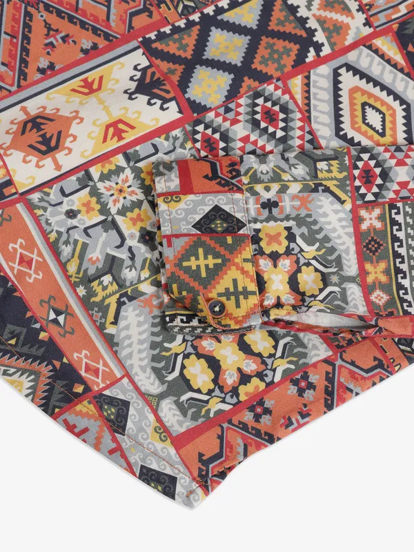 Blazo rust orange printed kurta style shirt