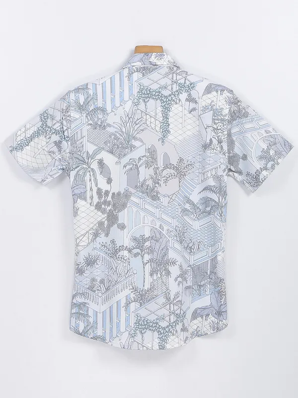 Blazo sky blue cotton printed shirt