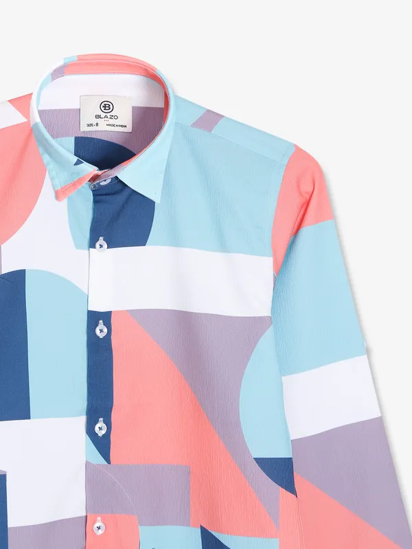 Blazo sky blue printed shirt