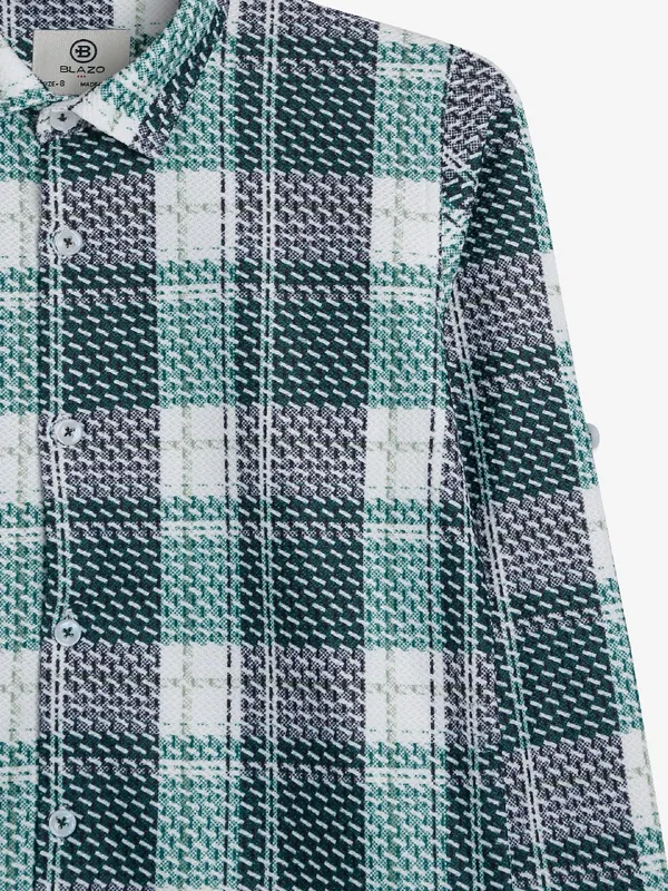 Blazo white and green checks shirt