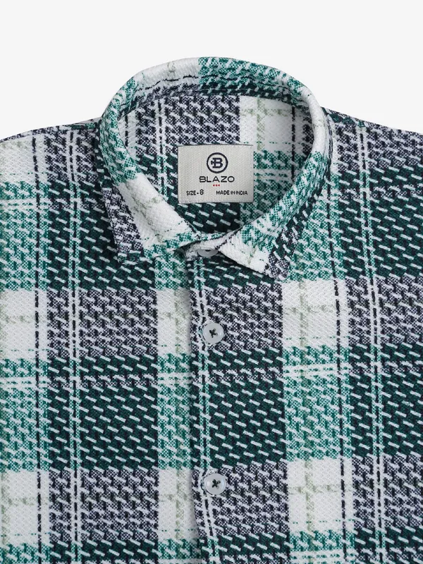 Blazo white and green checks shirt