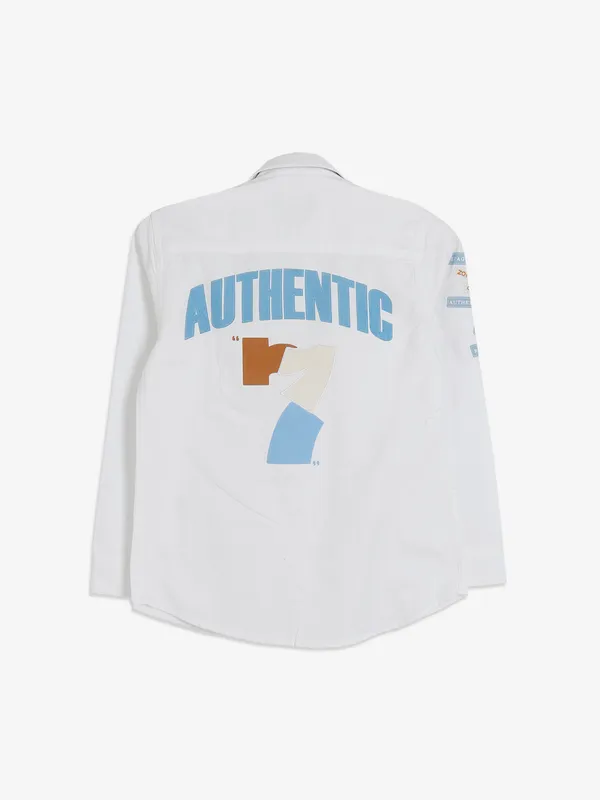 Blazo white printed cotton shirt