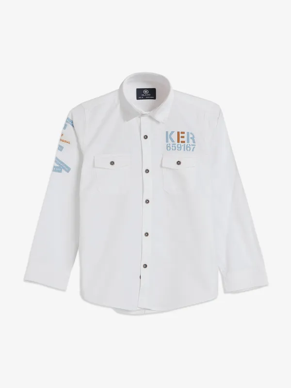 Blazo white printed cotton shirt