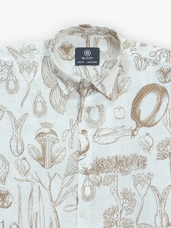 BLAZO white printed cotton shirt for boys