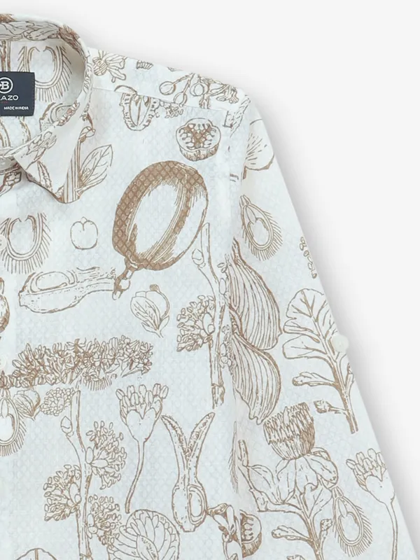 BLAZO white printed cotton shirt for boys