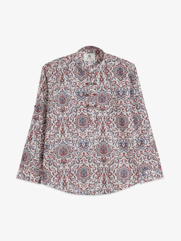 Blazo off white printed kurta style shirt