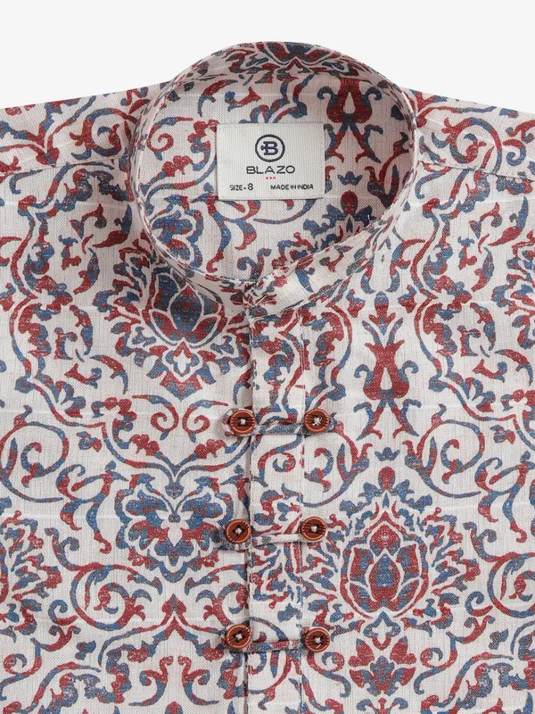 Blazo off white printed kurta style shirt