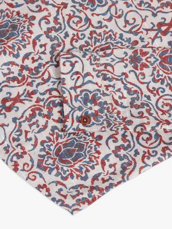 Blazo off white printed kurta style shirt