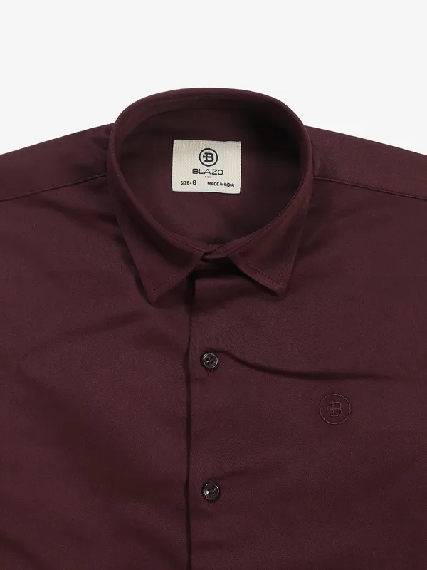 BLAZO wine plain cotton shirt