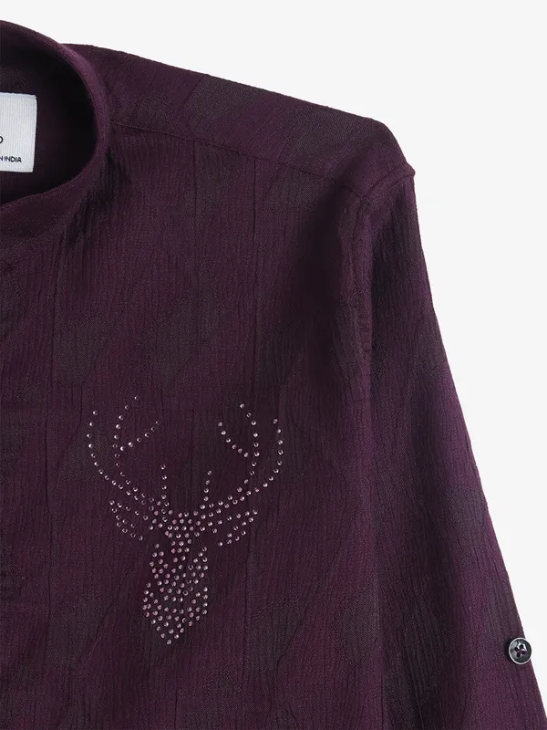 BLAZO wine plain kurta style shirt