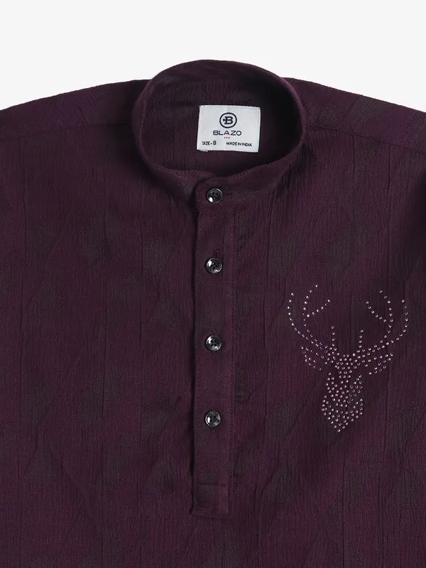 BLAZO wine plain kurta style shirt