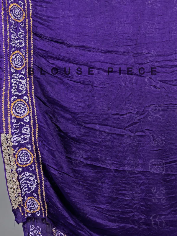 Blue bandhani saree with traditional embroidery