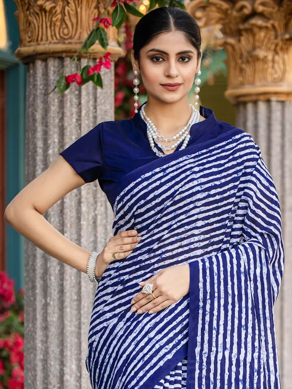 Blue bhagalpuri silk printed saree for women