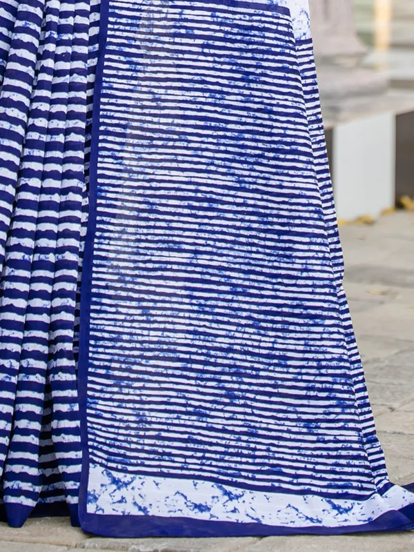 Blue bhagalpuri silk printed saree for women