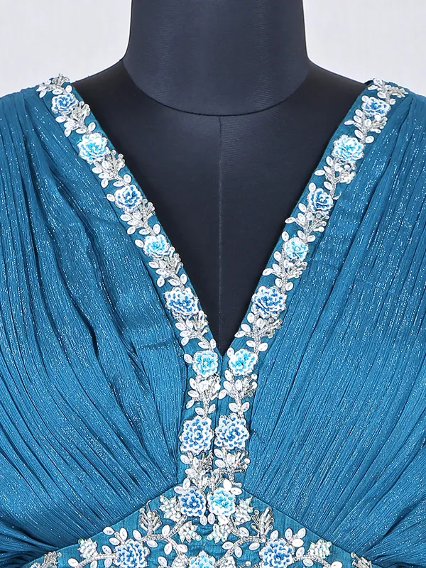 Blue charming floor length gown for reception and party