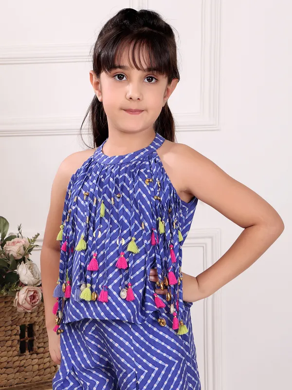 Blue cotton co-ord set with stripe print