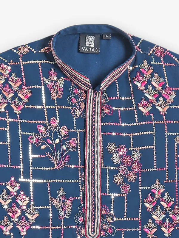 Blue cotton festive kurta pajama