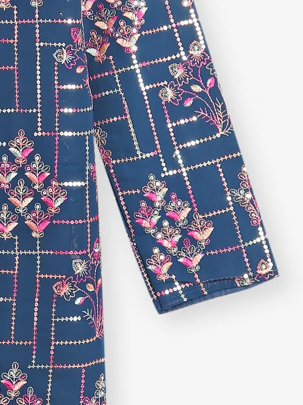 Blue cotton festive kurta pajama