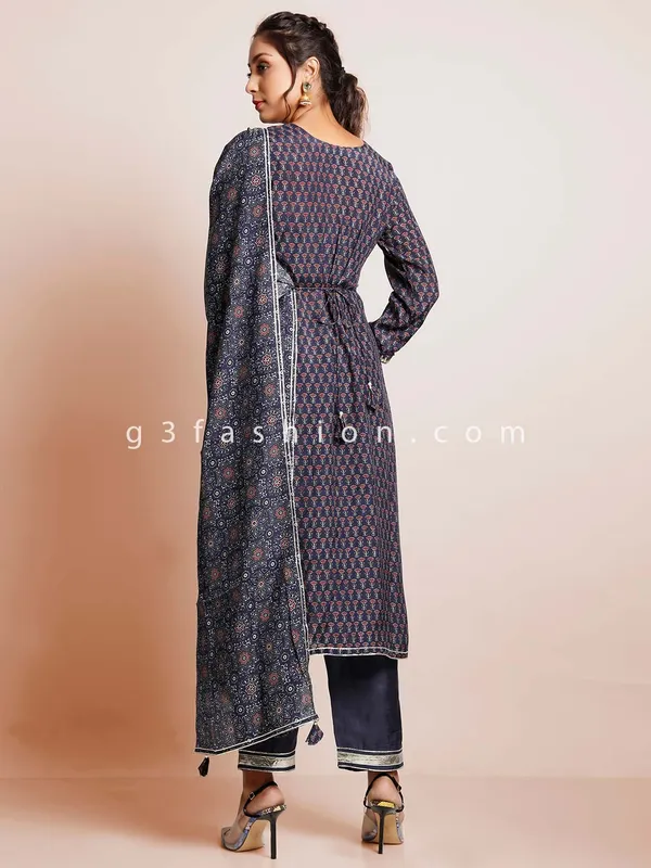 Blue cotton festive wear salwar kameez
