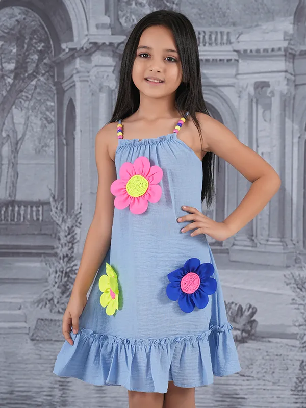 Blue cotton frock for girls