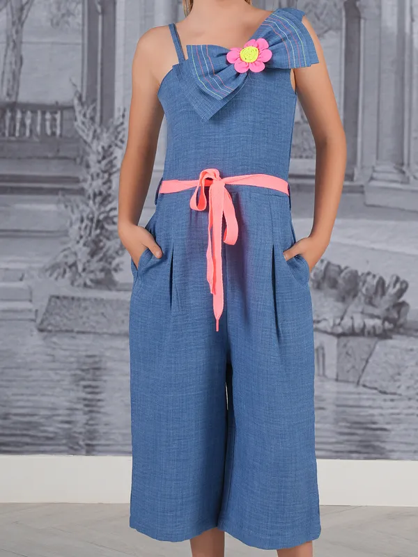 Blue cotton jumpsuit for casual wear