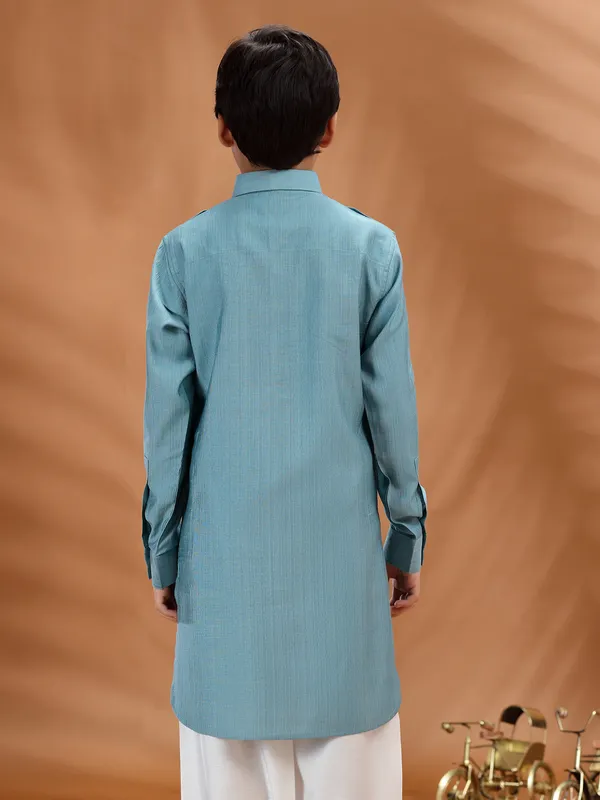 Blue cotton kurta for festive ethnic styling