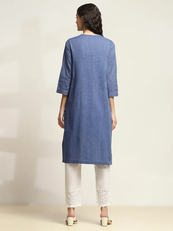 Blue cotton kurti for casual for women