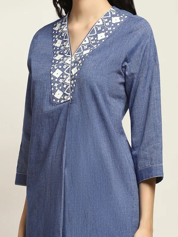 Blue cotton kurti for casual for women